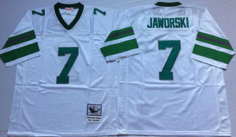 Eagles 7 Ron Jaworski White M&N Throwback Jersey->nfl m&n throwback->NFL Jersey